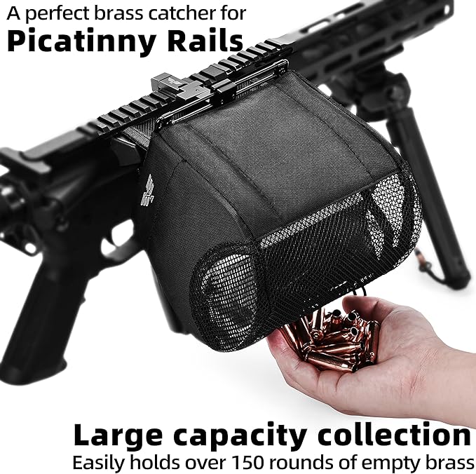 Visiofire Spring-Loaded Brass Catcher for Picatinny Rail| Shell Catcher with 304SS Mesh| Ar Brass Catcher with Zippered Bottom| Heat-Resistant Shell Catcher| Quick-Release Brass Catcher - Image 3